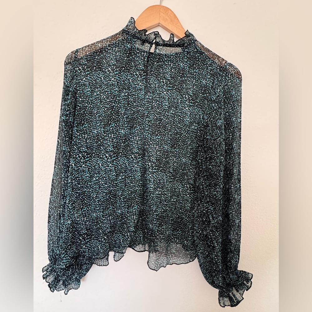 Zara Black and Green Patterned Blouse - Picture 6 of 9